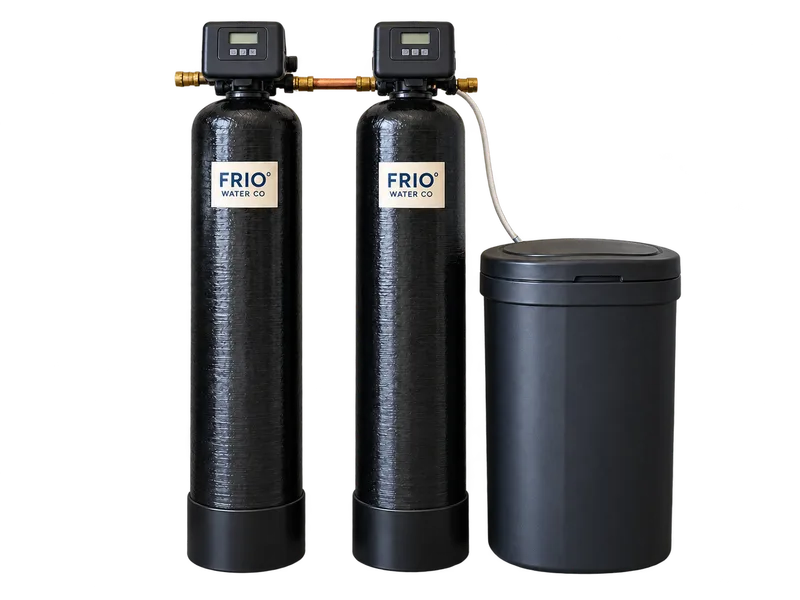 Two-tank home package: two treatment tanks and a separate salt tank; generated visualization